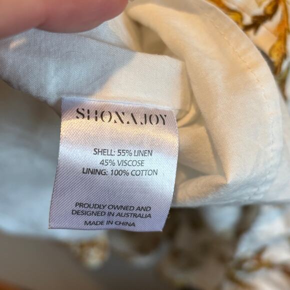 Shona Joy Bella Floral Open Back Linen Blend Mini Dress - size 4 - Picture 6 of 7